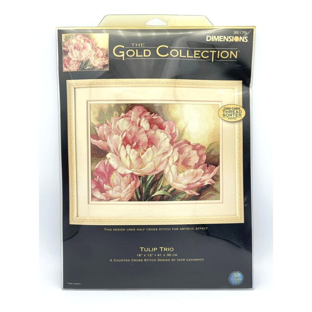 Dimensions Gold Collection TULIP TRIO Counted Cross Stitch Kit 35175 NEW 16"x12"